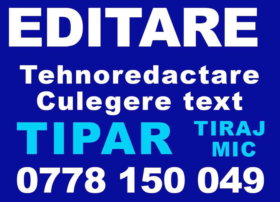 Tehnoredactare si Tipar Carte (tiraj mic) Grafica Coperta ISBN Gratuit