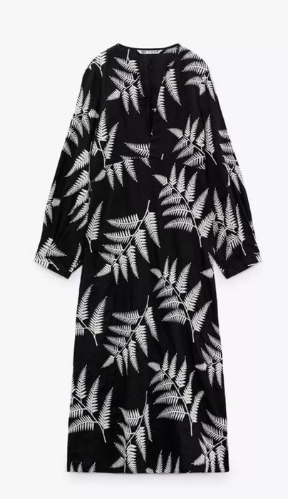 Rochie din in cu brodarie Zara limited edition
