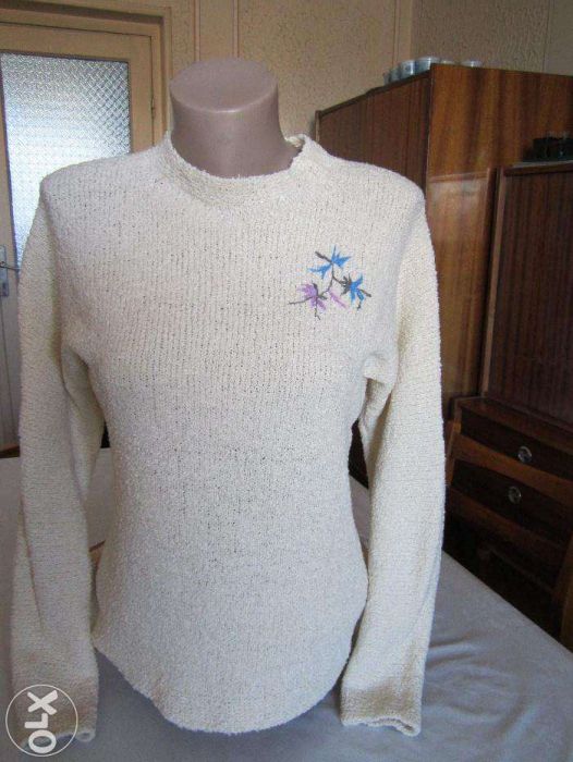 Pulover alb, marimea 40, handmade + bonus si livrare gratuita*