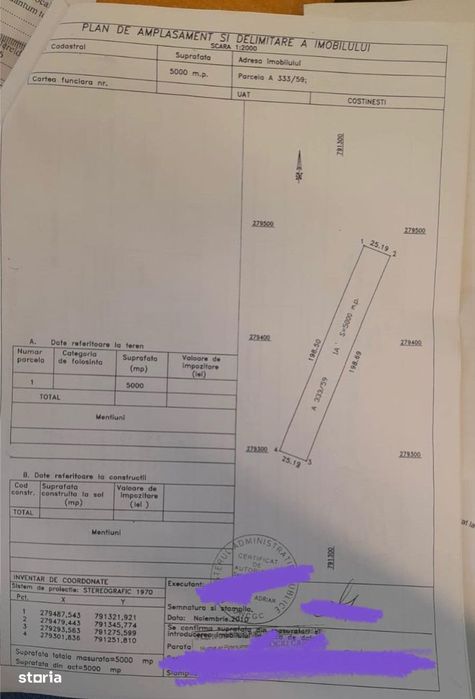 5000mp intravilan Costinești –acces la 2 străzi / ideal Pensiune/Hotel