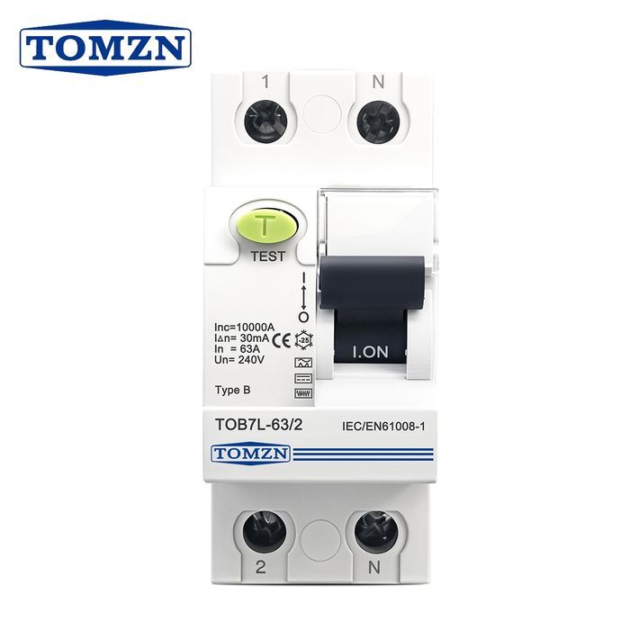 40А/63A TOMZN офис монофазен електромагнитен прекъсвач тип B 2P 30mA/100mA/300mA RCCB