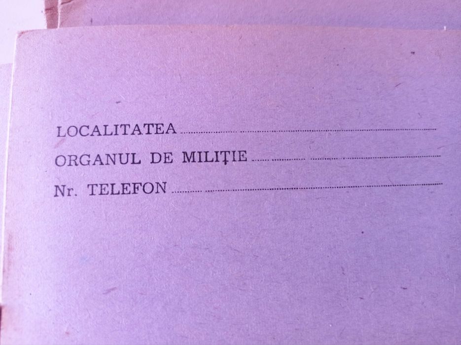 Carte de imobil din arhiva miliției R.S.R, document necompletat.