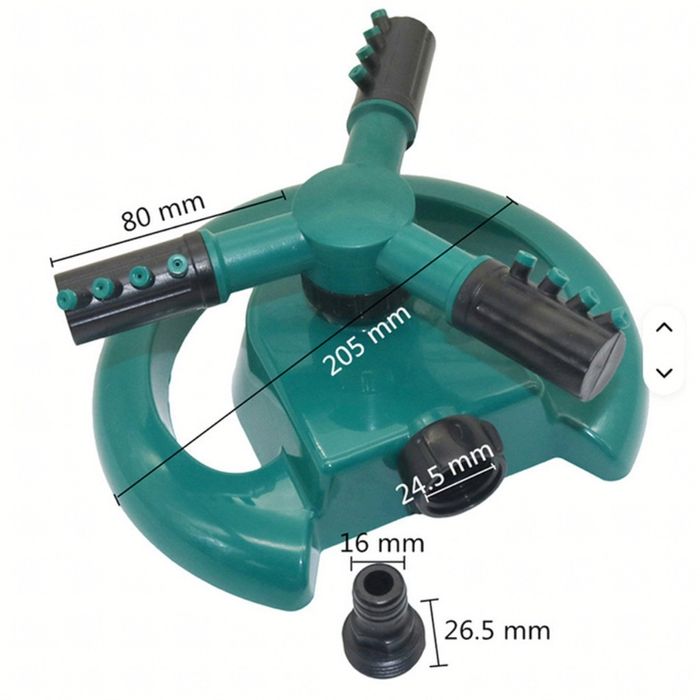 Автоматична градинска пръскачка с 3 регулируеми рамена и 12 дюзи, 360°