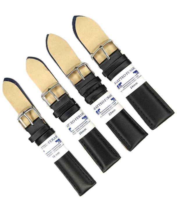 Curea Ceas Matteo Ferari Piele Naturală Neagră Mărime L (18mm - 24mm)