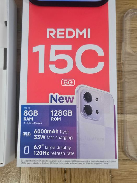 Redmi 15c 128gb 8GB RAM Чисто нов! Два кейса и протектор.