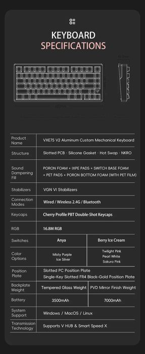 VGN VXE75 V2 Pearl White беспроводная механическая клавиатура