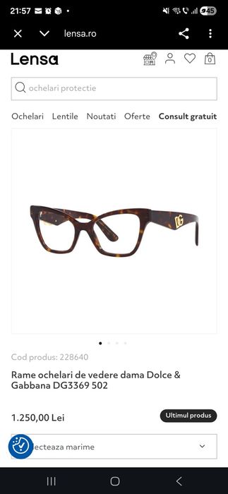 Vând rama ochelari dama Dolce gabbana