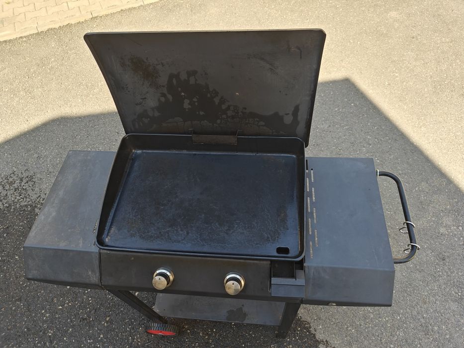 Grătar Plancha pe gaz Naterial, cu 2 arzatoare, fonta emailata si otel, 6 kW, suprafata de gatit 57 x 43.5 cm
