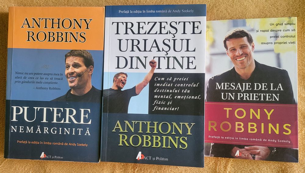 Tony Robbins - pachet 3 cărți + caietul de practică: Putere nemărginită, Trezește uriașul din tine, Mesaje de la un prieten
