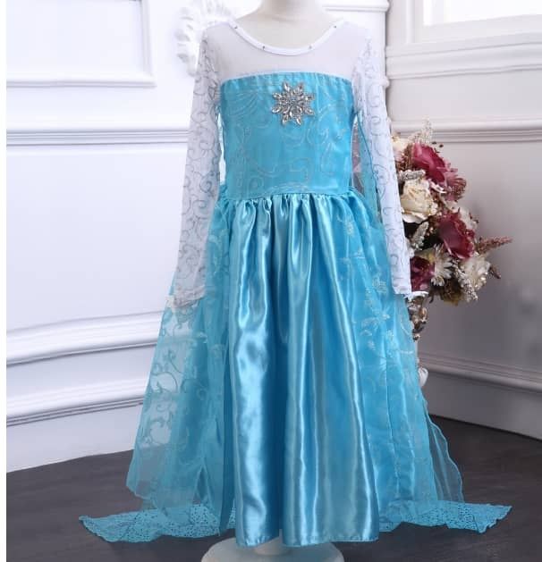 НОВО!!! Рокля на Елза с дълъг шлейф + ПОДАРЪК плитка-диадема и жезъл к