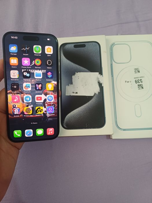 Apple Iphone 15 Pro Blue Titanium Flagman Karobka Holati Ideal Yengide