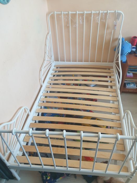 Cadru pat extensibil+somieră, alb, 80x200 cm