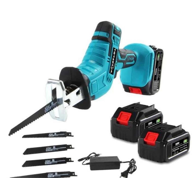 Fierastrau sabie 3000 RPM 2 Acumulatori 8 Panze lumina led  ABS/METAL