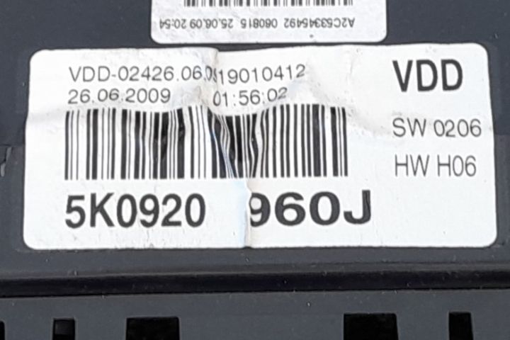 Ceasuri bord 5K0920960J Volkswagen VW Golf a 6-a generatie