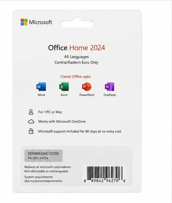 ! Microsoft Office Home 2024 для Windows и Mac, лицензия ESD