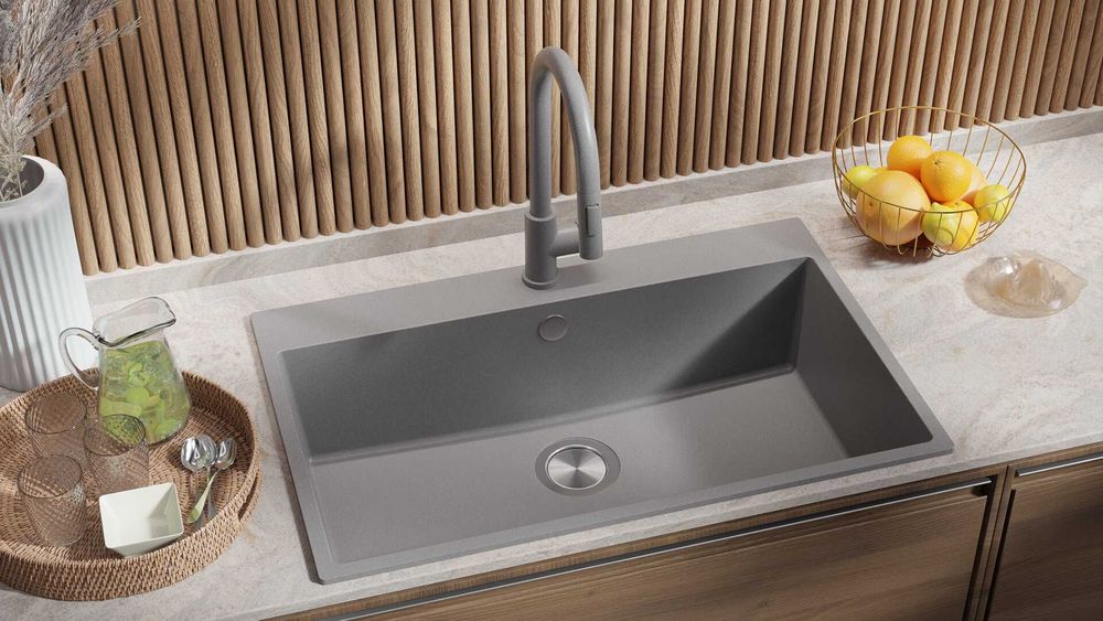 сива кухненска мивка от гранит Рига 80 XXL 780 x 500 мм