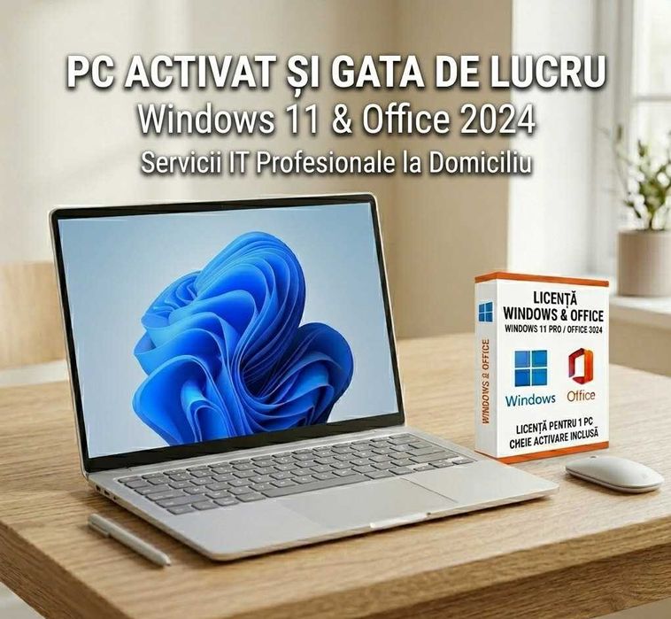 Servicii IT la Domiciliu | Windows 10/11 cu Licență | Office | Media Center 4K | De la 100 RON