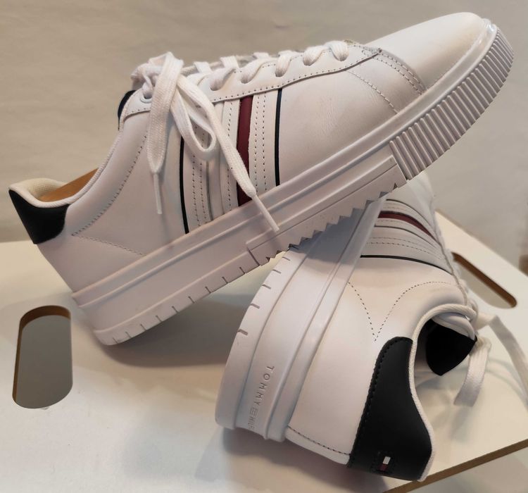 Pantofi sport casual 41 premium Tommy Hilfiger piele naturala moale alb