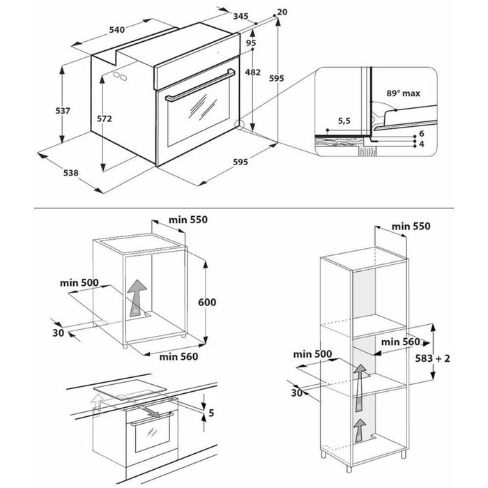 Фурнa за вграждане WHIRLPOOL W9I OM2 4S1 H 73 L, А+,