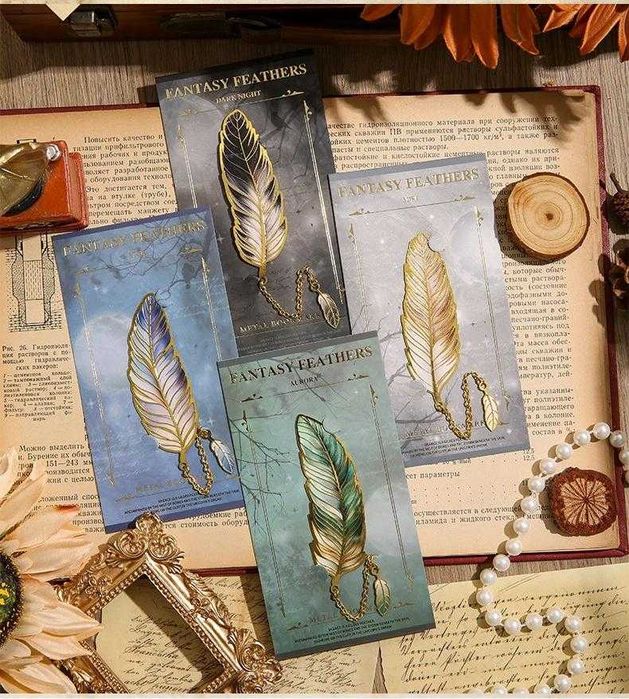 Semn de carte metalic premium cu pandantiv – Set 4 culori elegante