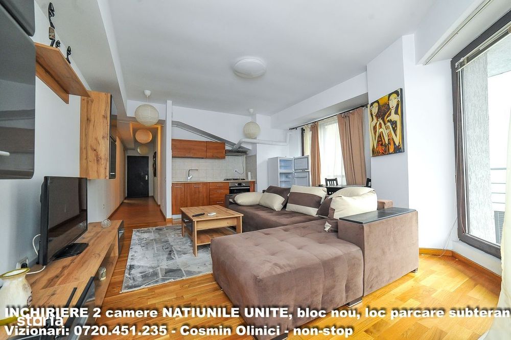 Inchiriere 2 camere NATIUNILE UNITE, boc nou, parcare subterana