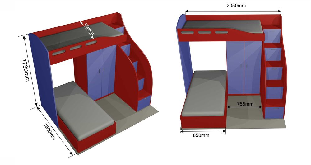 Oбзавеждане за детска стая.Двуетажно легло и гардероб. ПДЧ-18мм