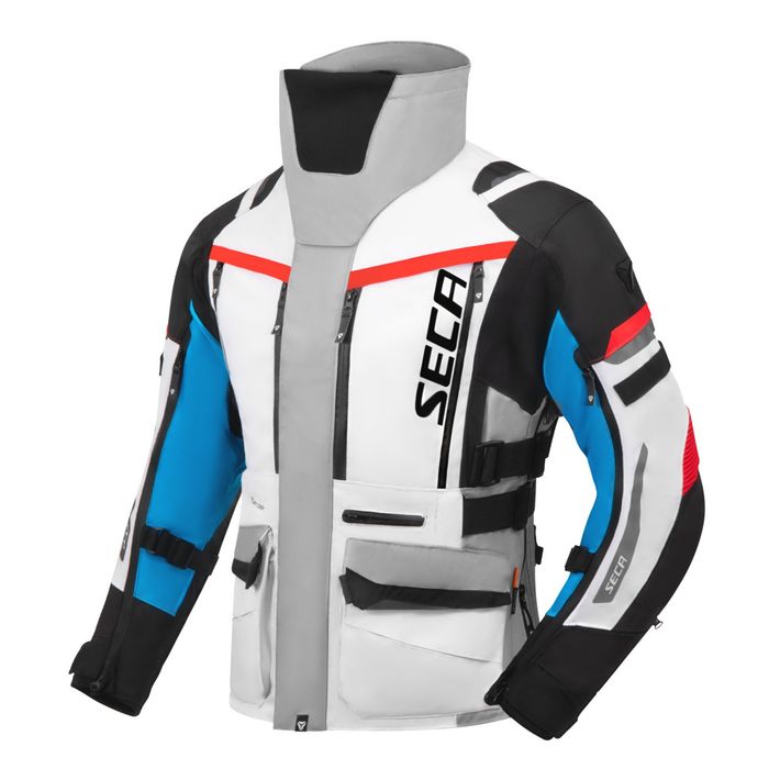 Geacă moto SECA Arrakis III 4 anotimpuri roșu/albastru/gri