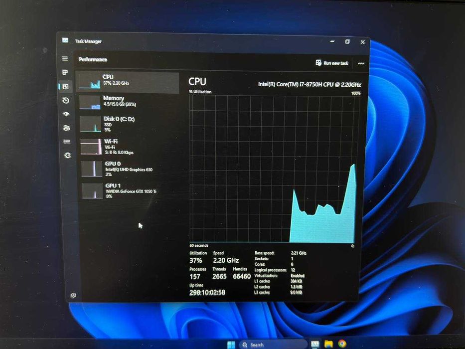 Laptop Acer i7-8750H, 500Gb ssd, GTTS 1050 Ti 4Gb, 16Gb Ram