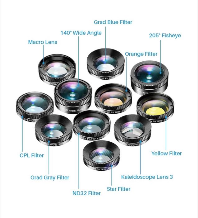 Apexel APL-DG11 11 в 1 Универсален комплект лещи за камера