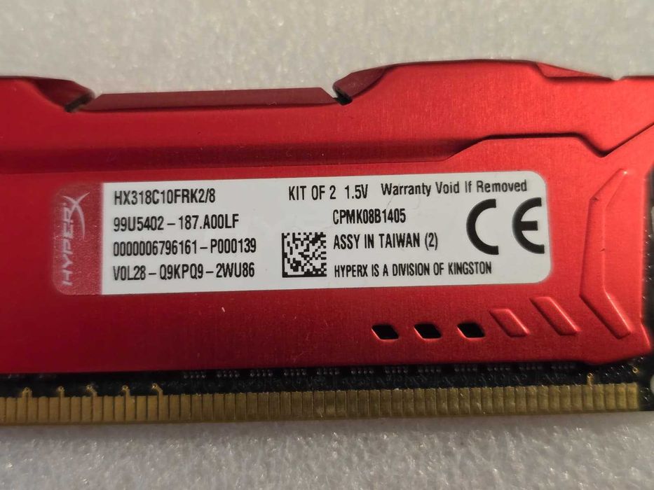 Kit Memorie RAM Desktop Kingston HyperX Fury Red 8GB (2x4GB) DDR3 1866MHz CL10 1.5V (HX318C10FRK2/8)