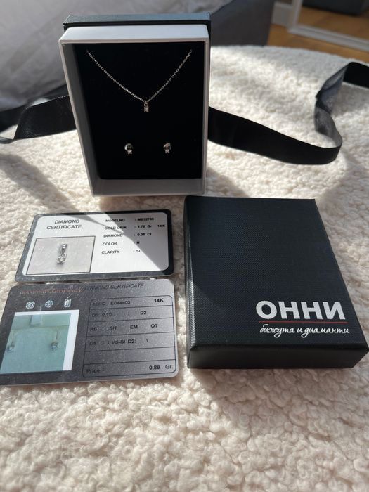 Комлект с диаманти и комлект италианска изработка 14к злато