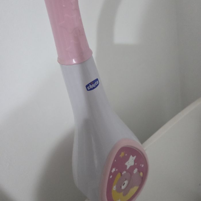 Pachet complet: Pătuț bebe lemn alb ASAMBLAT + Saltea + Carusel Chicco