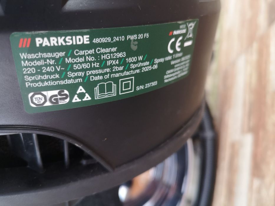 Перяща Прахосмукачка Parkside Пере и Суши Накрайник Седалки