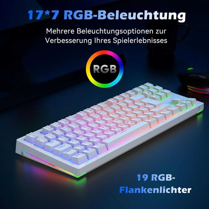 Tastatură mecanică TECURS MK206 wireless gaming QWERTZ red switch RGB