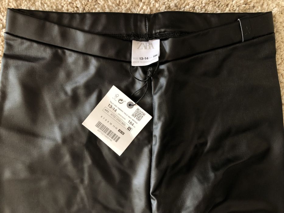 Colanti/ Pantaloni negri NOI cu efect de piele fete, ZARA
