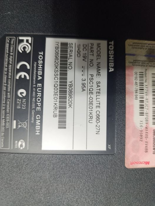 Ноутбук Toshiba satellite c660-27n  на запчасти или восстановление