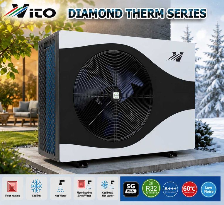 12.2KW Инверторна  МОНОФАЗНА ТЕРМОПОМПА R32 класА+++ -  Kомпресор Panasonic - циркулационна помпа  GRUNDFOS, WI-FI свързаност, до -30°С, Моноблок.