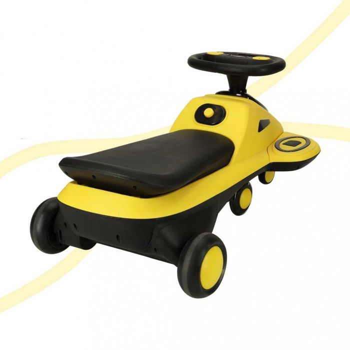 PlasmaCar fara pedale Yellow cu efecte sonore si luminoase LED 74 cm, sarcina maxima admisa 100 kg, pentru copii intre 3-6 ani