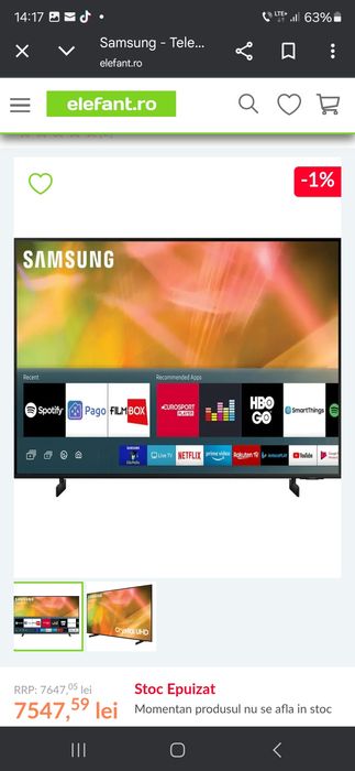 Vand TV SAMSUNG 214 cm / 85"