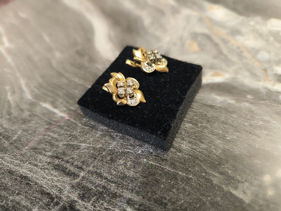 Золотые серьги с бриллиантами 585 СССР