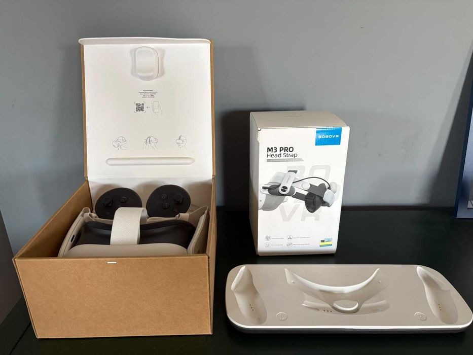 Meta Quest 3 512GB + BOBOVR M3 Pro + Stație de încărcare KINGTRONG – Pachet complet VR