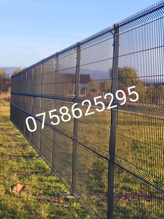 Panou gard bordurat zincat + vopsit / plasa pentru gard.  Stalp gard