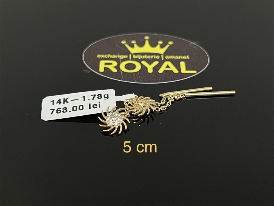 Bijuteria Royal CB : Cercei lungi soare aur 14k 585  1,73 gr