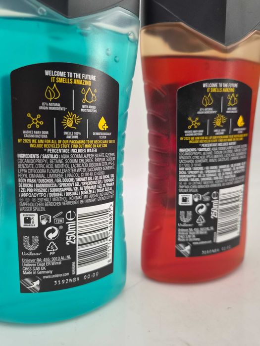 1 бр-2.99€ 3 бр-6.99€ AXE душ гел 3в1 250мл, микс аромати