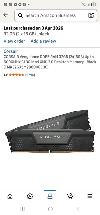 32GB Corsair Vengeance 2x16GB DDR5 6000mts, cl30, intel xmp