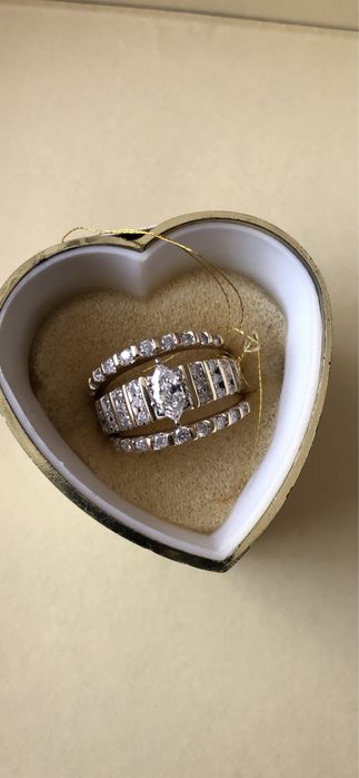 Крутая тройка! Золото с бриллиантами.  Большой бриллиант марикиза1,5к