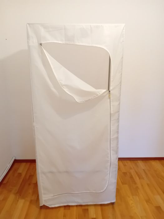 Dulap haine textil  80x50x180 alb cu bara umerase si polita