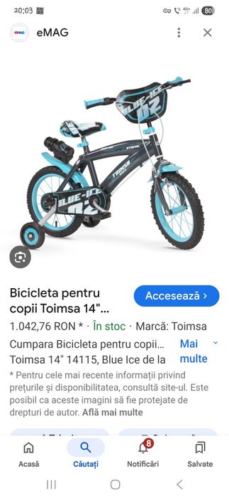 Bicicleta copii noua