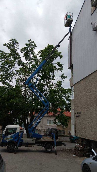 Услуги с вишка, рязане на опасни дървета, дробилка под наем.
