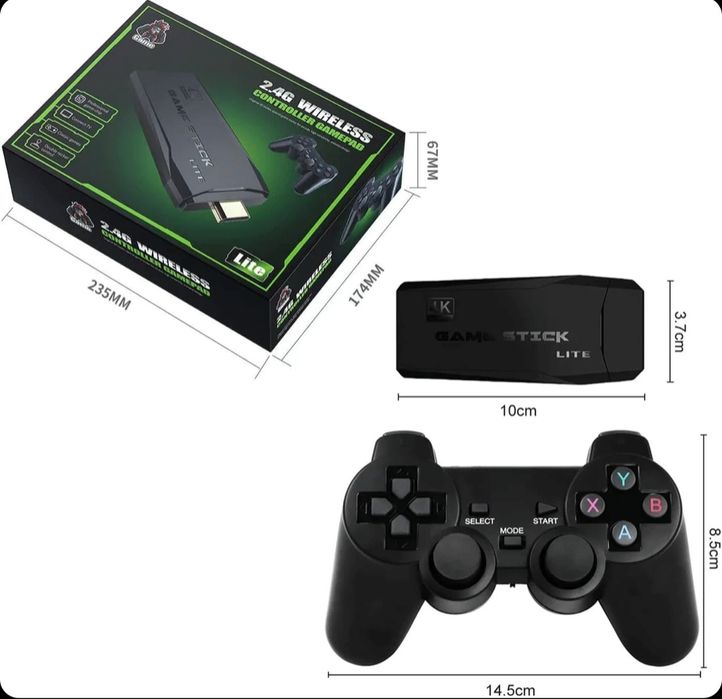 Безжична ретро конзола Game Stick 20 000 видео игри, 2x безжичен контролер